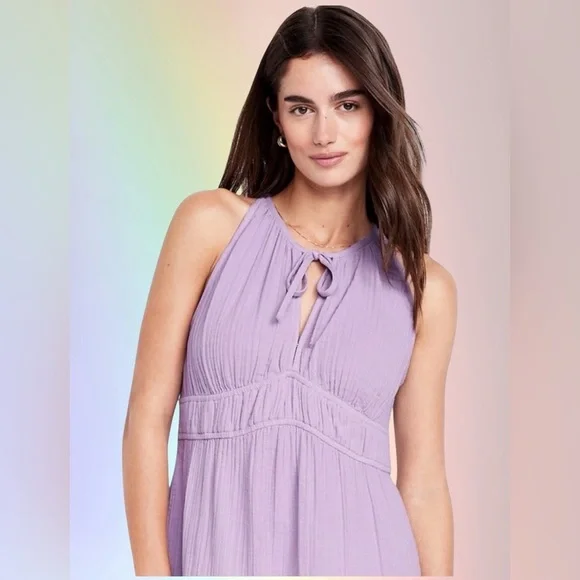 NWTS💓GAP OLD NAVY LG💓LILAC PURPLE TIERED MAXI DRESS ADJUSTABLE STRAPS W POCKETS - Picture 5 of 12